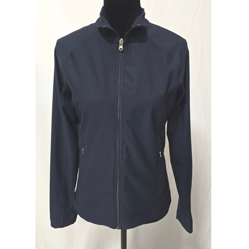 Lucy Tech women M blue full zip athletic jacket mock neck